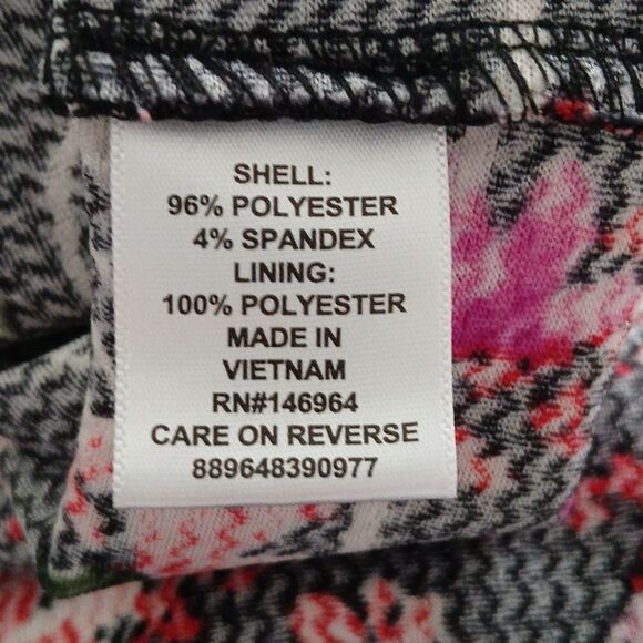 Black and floral print waffle material capped sleeve midi dress Sz XL - Picture 7 of 7